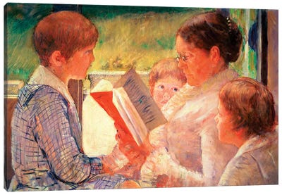 Mrs. Cassatt Reading To Her Grandchildren, 1888 Canvas Art Print - Mary Cassatt