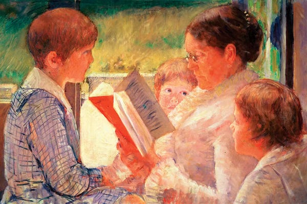 Reading: Mrs. Cassatt Reading To Her Grandchildren, 1888 by Mary Stevenson Cassatt