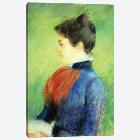 Profile Of A Woman Wearing A Jabot Canvas Print #BMN6865} by Mary Stevenson Cassatt Canvas Artwork