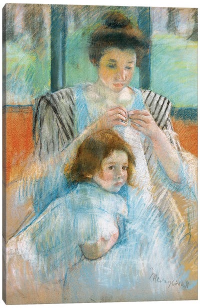 Study For Young Mother Sewing, 1902 Canvas Art Print - Mary Cassatt