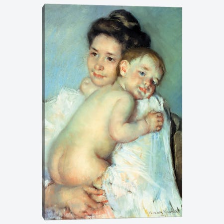 The Young Mother Canvas Print #BMN6879} by Mary Stevenson Cassatt Canvas Artwork