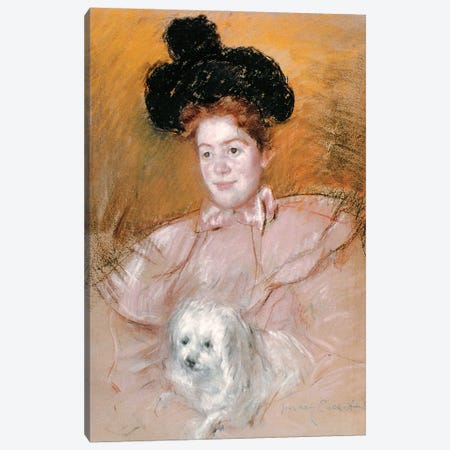Woman Holding A Dog Canvas Print #BMN6883} by Mary Stevenson Cassatt Canvas Art Print
