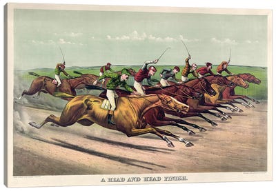 A Head And Head Finish, 1892 Canvas Art Print - Currier & Ives