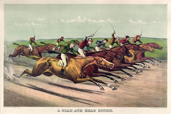 Military: A Head And Head Finish, 1892 by Currier & Ives