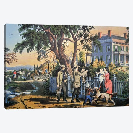 American Country Life: Bringing Home The Game, 1855 Canvas Print #BMN6892} by Currier & Ives Canvas Wall Art