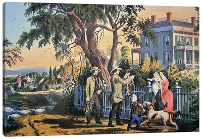 American Country Life: Bringing Home The Game, 1855 Canvas Art Print - Currier & Ives