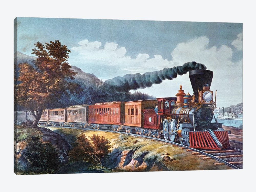 American Express Train, 1864 by Currier & Ives 1-piece Canvas Wall Art