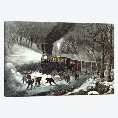 American Railroad Scene, 1871 Canvas Print #BMN6895} by Currier & Ives Canvas Art Print