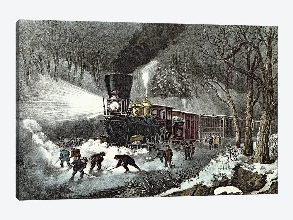 American Railroad Scene, 1871 by Currier & Ives 1-piece Canvas Wall Art