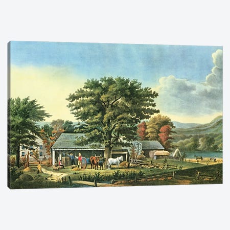 Autumn In New England - Cider Making, 1866 Canvas Print #BMN6898} by Currier & Ives Canvas Art