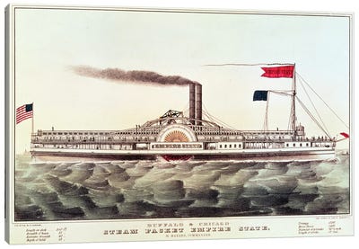 Buffalo & Chicago Steam Packet, Empire State Canvas Art Print - Currier & Ives