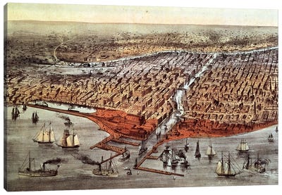 Chicago As It Was, c.1880 Canvas Art Print - Currier & Ives