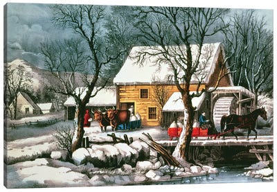 Frozen Up, 1872 Canvas Art Print - Currier & Ives