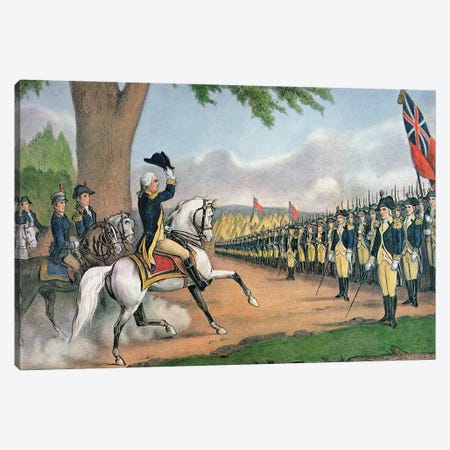 George Washington Taking Command Of The American Army At Cambridge, Massachusetts, 3rd July, 1775 Canvas Print #BMN6909} by Currier & Ives Canvas Art