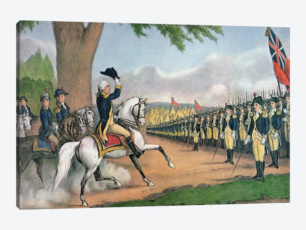 George Washington Taking Command Of The American Army At Cambridge, Massachusetts, 3rd July, 1775 by Currier & Ives 1-piece Canvas Artwork