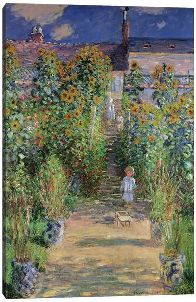 The Artist's Garden at Vetheuil, 1880  Canvas Art Print - All Things Monet