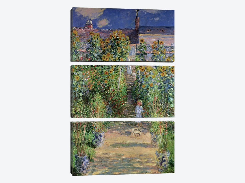 The Artist's Garden at Vetheuil, 1880  by Claude Monet 3-piece Canvas Art