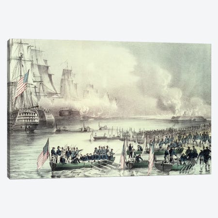 Landing Of The American Force At Vera Cruz Under General Scott, March 1847 Canvas Print #BMN6914} by Currier & Ives Canvas Art