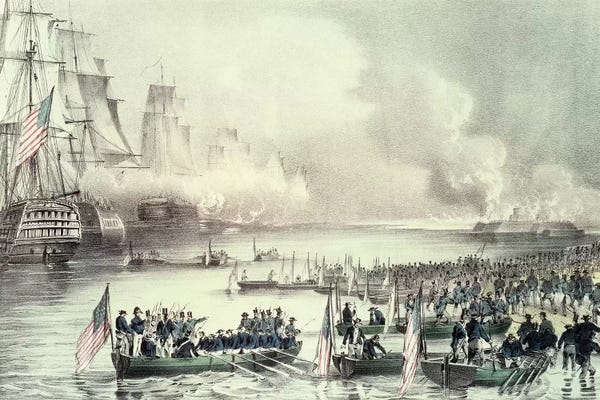 Military: Landing Of The American Force At Vera Cruz Under General Scott, March 1847 by Currier & Ives