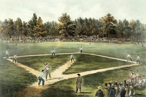 History: The American National Game Of Baseball - Grand Match At Elysian Fields, Hoboken, NJ, 1866 by Currier & Ives
