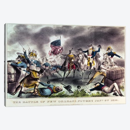 The Battle Of New Orleans, 8th January, 1814 Canvas Print #BMN6920} by Currier & Ives Canvas Wall Art