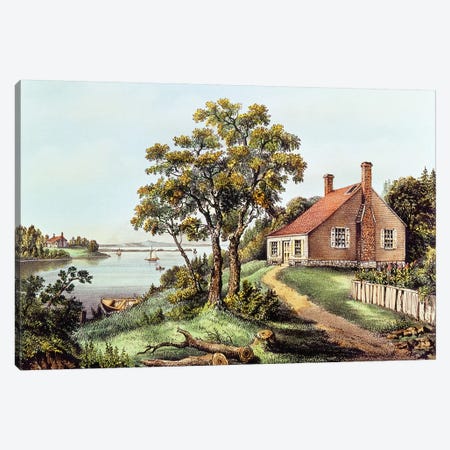 The Birthplace Of Washington At Bridges Creek, Westmoreland County, VA Canvas Print #BMN6922} by Currier & Ives Canvas Artwork