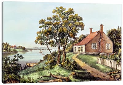 The Birthplace Of Washington At Bridges Creek, Westmoreland County, VA Canvas Art Print - Currier & Ives