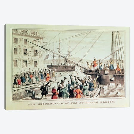 The Boston Tea Party, 1846 Canvas Print #BMN6923} by Currier & Ives Canvas Wall Art
