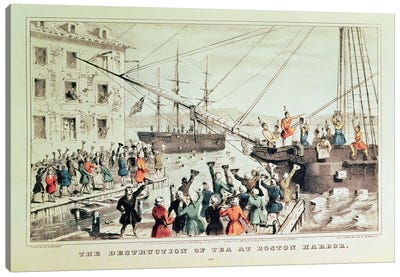 The Boston Tea Party, 1846 Canvas Art Print - Massachusetts Art