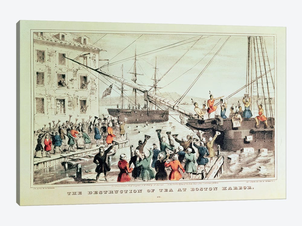 The Boston Tea Party, 1846 by Currier & Ives 1-piece Canvas Art
