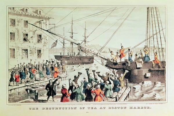 Massachusetts: The Boston Tea Party, 1846 by Currier & Ives