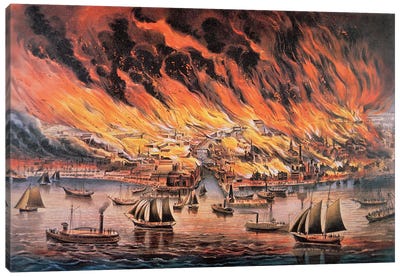 The Great Fire Of Chicago, 1871 Canvas Art Print - Chicago Art