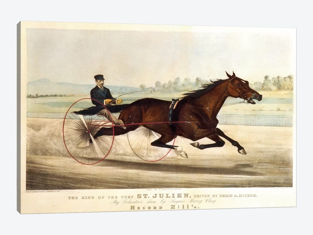The King Of The Turf "St. Julien", Driven By Orrin A. Hickok, 1880 by Currier & Ives 1-piece Canvas Artwork
