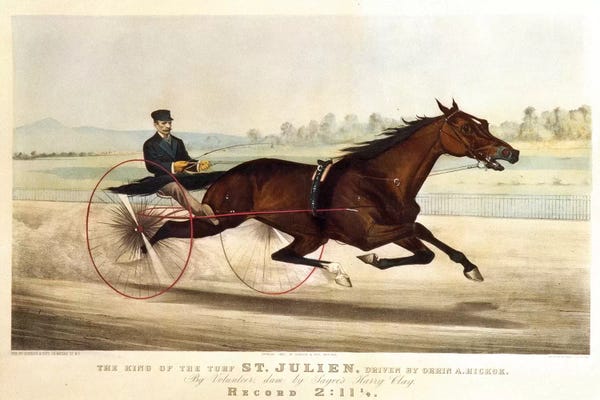 Carriages & Wagons: The King Of The Turf "St. Julien", Driven By Orrin A. Hickok, 1880 by Currier & Ives