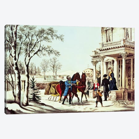 The Pleasures Of The Country Canvas Print #BMN6934} by Currier & Ives Canvas Artwork