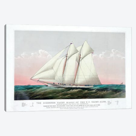The Schooner Magic Of The New York Yacht Club, 1870 Canvas Print #BMN6935} by Currier & Ives Canvas Artwork