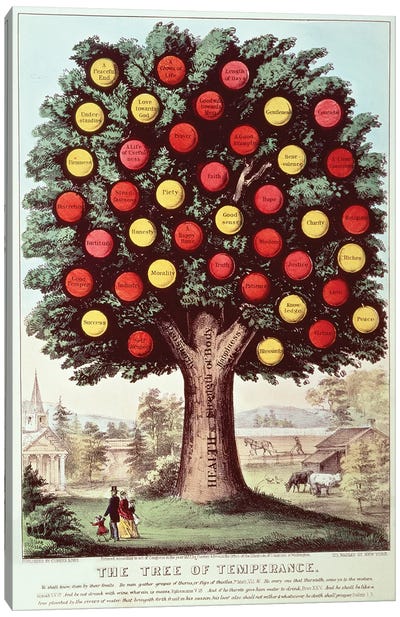 The Tree Of Temperance, 1872 Canvas Art Print - Currier & Ives
