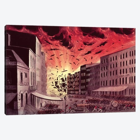 View Of The Terrific Explosion At The Great Fire In New York, 19th July, 1845 Canvas Print #BMN6938} by Currier & Ives Canvas Print