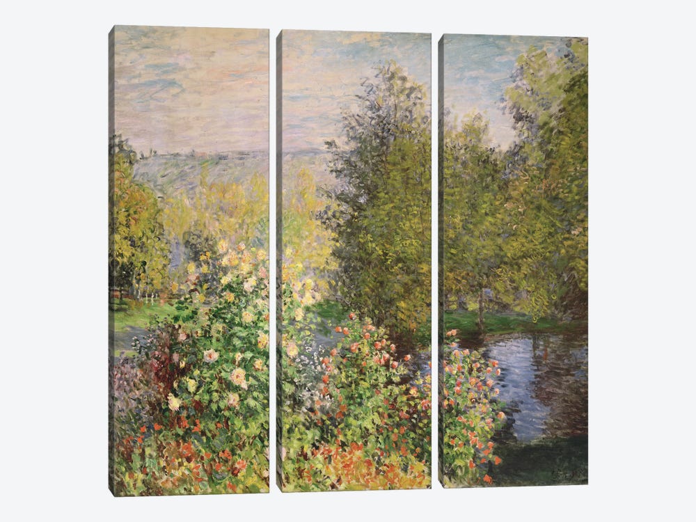 A Corner of the Garden at Montgeron, 1876-7  by Claude Monet 3-piece Canvas Art Print