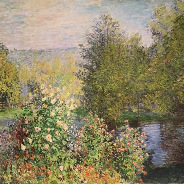 Tranquil Gardens: A Corner of the Garden at Montgeron, 1876-7  by Claude Monet