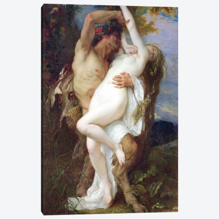 Nymph Abducted By A Faun, 1860 Canvas Print #BMN6975} by Alexandre Cabanel Canvas Wall Art
