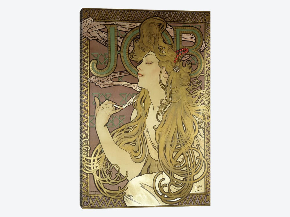 JOB Rolling Papers Advertisement, 1896 by Alphonse Mucha 1-piece Canvas Artwork
