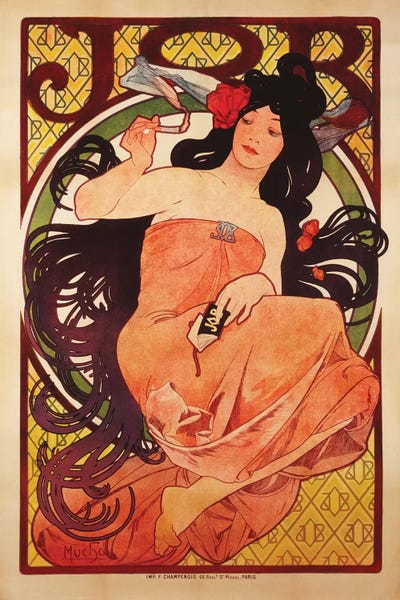 Art Nouveau: JOB Rolling Papers Advertisement, 1898 by Alphonse Mucha