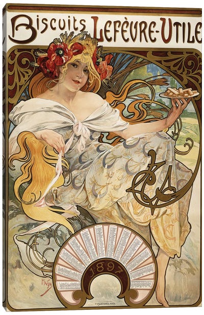 Lefevre-Utile Biscuit Co. Calendar Advertisement, 1897 Canvas Art Print - Art Nouveau