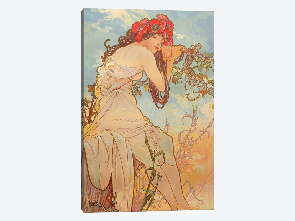 The Seasons: Summer, 1896 by Alphonse Mucha 1-piece Canvas Art