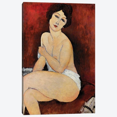 Large Seated Nude Canvas Print #BMN6983} by Amedeo Modigliani Canvas Art