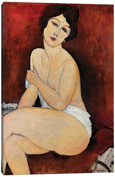 Large Seated Nude Canvas Art Print - Amedeo Modigliani