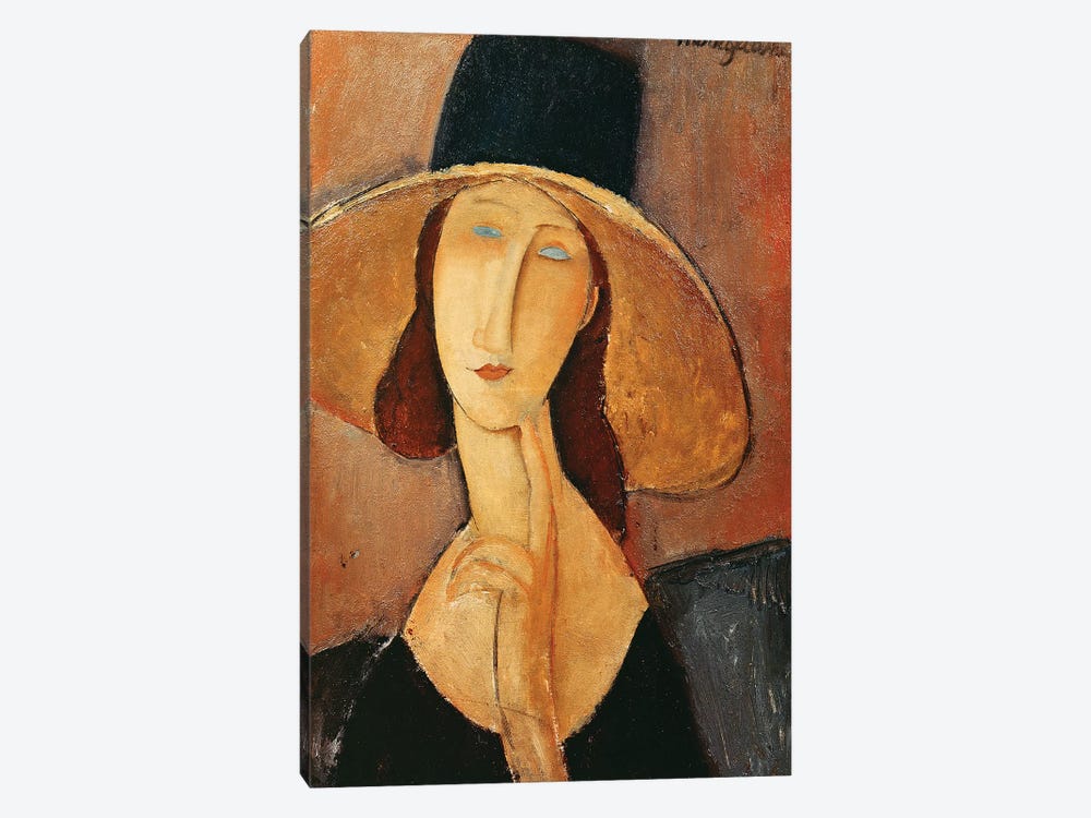 Portrait Of Jeanne Hebuterne In A Large Hat, c.1918-19 by Amedeo Modigliani 1-piece Art Print