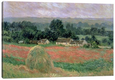 Haystack at Giverny, 1886  Canvas Art Print - Field, Grassland & Meadow Art