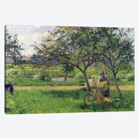 The Wheelbarrow, Orchard, c.1881 Canvas Print #BMN6990} by Camille Pissarro Canvas Art Print